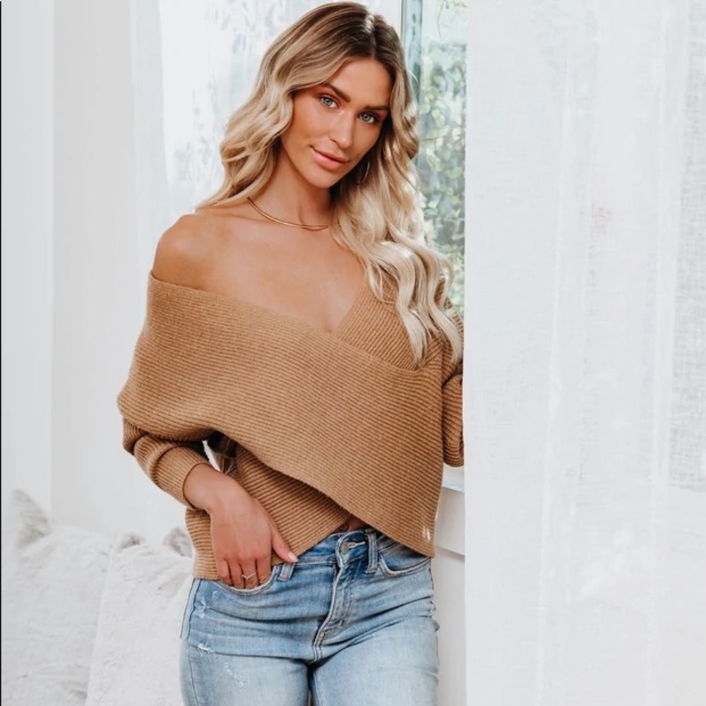 Vici Crossover Ribbed Knit Sweater
